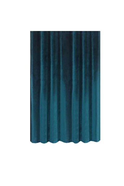 Decor Fashion Home Velvet 809 Curtain with Wide Heading Tape, Turquoise
