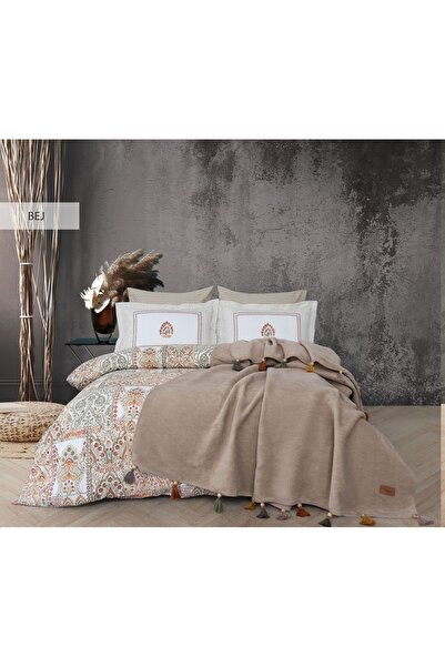 İyi Geceler İstanbul Sahara Cotton Blanket 100% Cotton Duvet Cover Set (7 Pie...