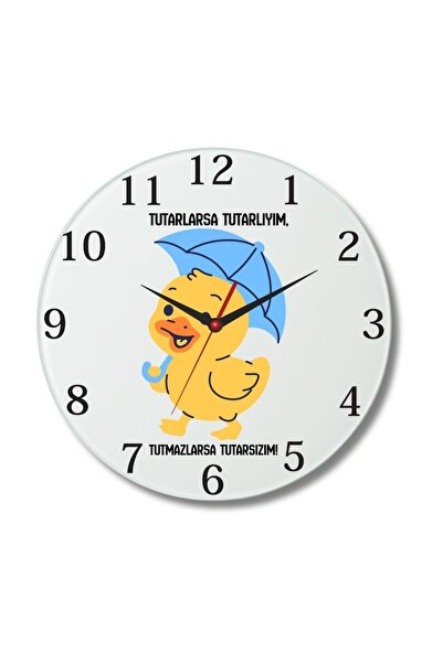 Çılgıntrend Ceas de perete din sticlă cu design umoristic 20x20 cm – Ceas dec...