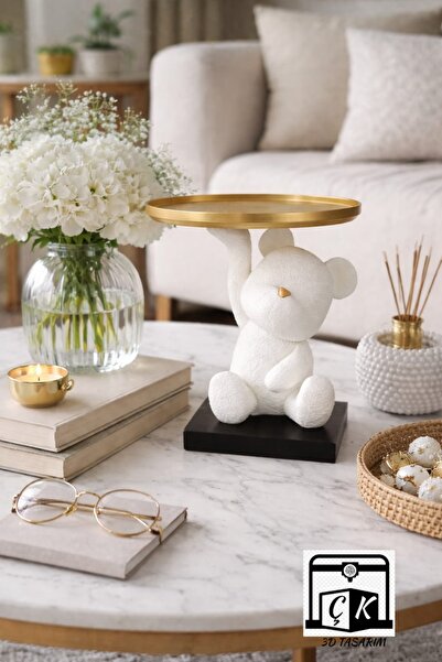 ÇK 3D TASARIM Tabak Tutan Mini Sevimli Ayıcık, Tatlı Makyaj Organizeri, 14cm ...