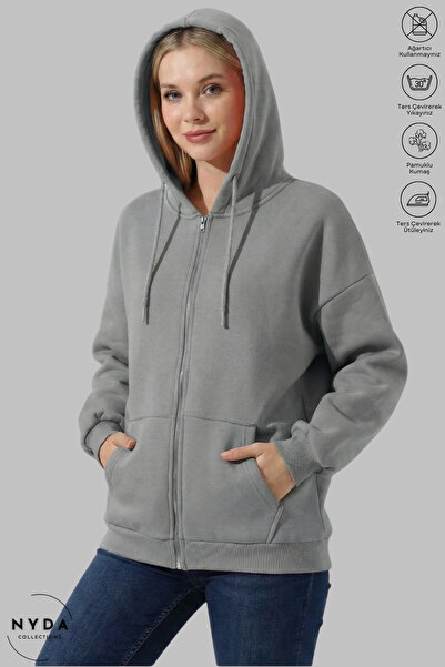 Nyda Collections Women's Thick Winter Fabric Oversized Long Sleeve Unprinted ...