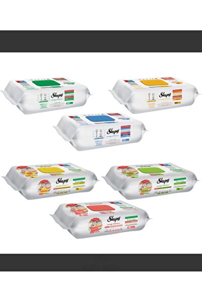 Sleepy PACKAGE - 6 x Easy Clean Wet Wipes, Mix (Multi-Surface, Kitchen)
