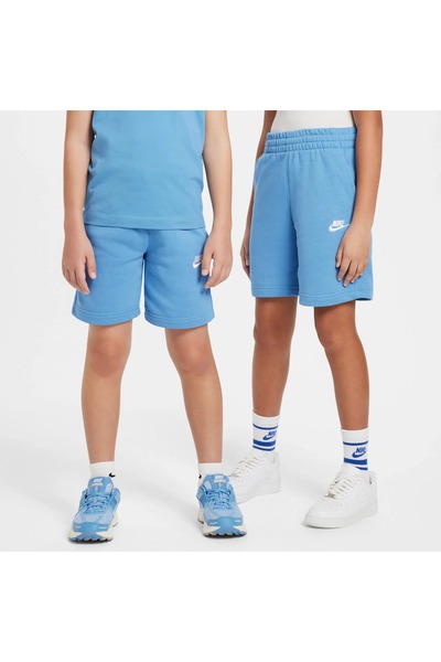 Nike شورت رياضي قطني للأطفال للجنسين - قصة مريحة للاستخدام اليومي - أزرق أبيض...