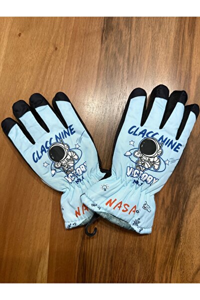 Blotch Astronot Karakterli Açık Renk Renk Astarlı Çocuk Kayak Ve Kar Eldiveni...