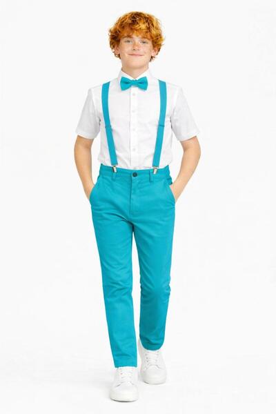 Kuraff Giyim April 23 Boys' Short Sleeve Shirt Pants Bow Tie Suit Costume