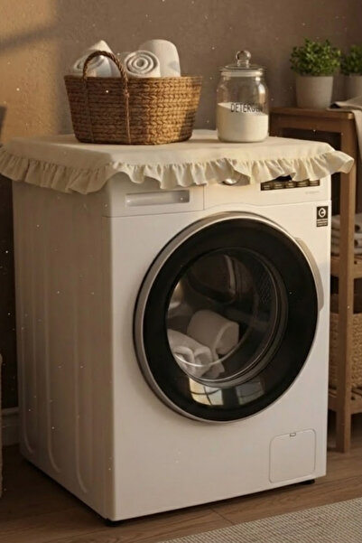 Joyrose غطاء غسالة ملابس مكشكش بتصميم عتيق - غطاء زخرفي للحمام