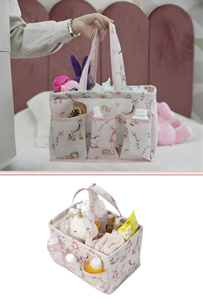 Flora Bölmeli Anne Bebek Bakım Düzenleme Çantası, Bebek Bezi Biberon Krem Men...