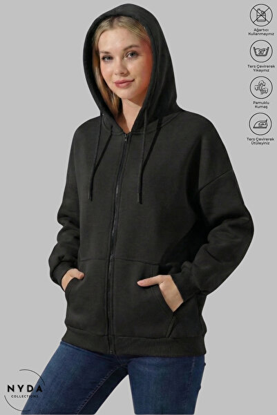 Nyda Collections Women's Thick Winter Fabric Oversized Long Sleeve Unprinted ...