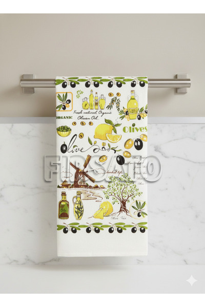 Fırsato Mutfak Havlusu 30 x 50cm | Zeytin Yağı Desenli | Pamuklu | 5'li Set