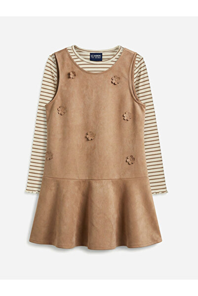 LC Waikiki Floral Suede Look Girls' Dress Set