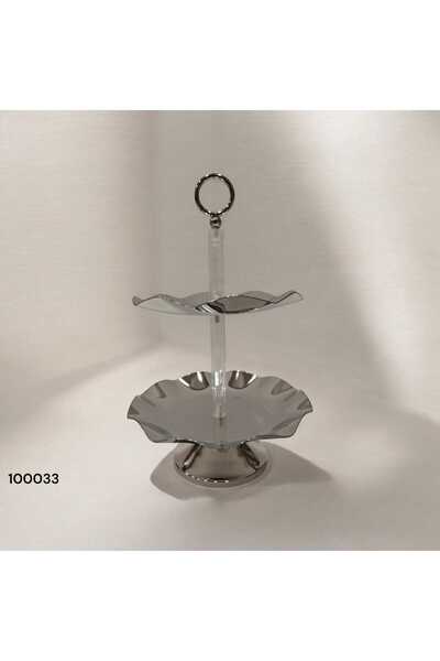PA Gift nut/fruit holder, silver, with a new acrylic column base, 2 tiers, 2026