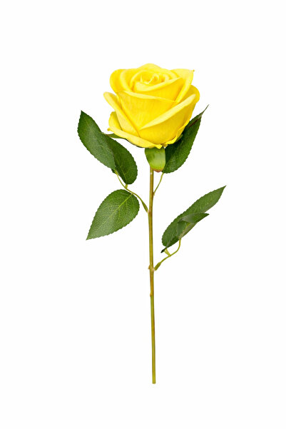 OEM Artificial yellow rose with velvety petals and leaves 46 cm high quality