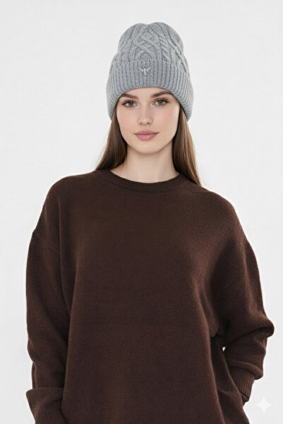 NSRKNİTWEAR Unisex Hair Braid Patterned Knitwear Beanie