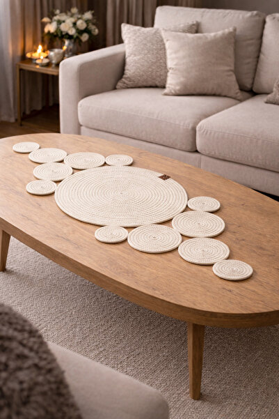 ALYA 30x80 Ekru Ranır,Runner,Sehpa Örtüsü,Runner