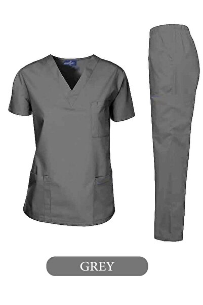 International Uniforms بدلة طبية رمادية اللون للرجال والنساء