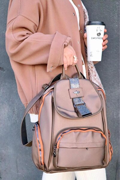 Brono Ayakkabı School Daily Satin Leather Women's Backpack Multi-Compartment ...