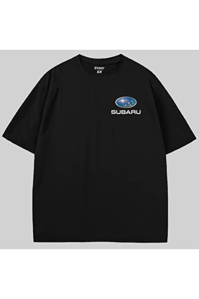 Crazy Tricou cu logo Subaru față și spate supradimensionat