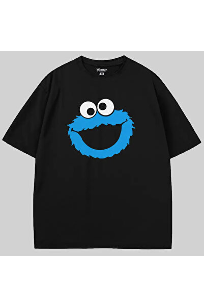 Crazy تي شيرت سيسامي ستريت كوكي مونستر قصة فضفاضة