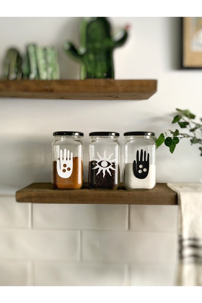 Atölye Merdiven Semboller Series Glass 3-Piece Decorative Food Storage Jar fo...