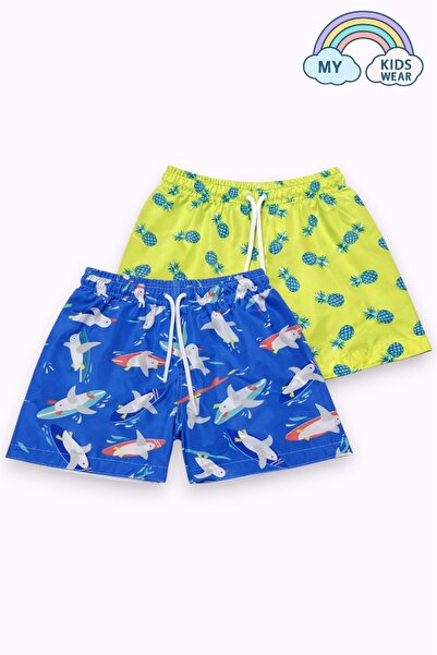 My Kids Wear Boy's Gradient Patterned Swim Shorts Set of 2, Ages 3-16, 12418