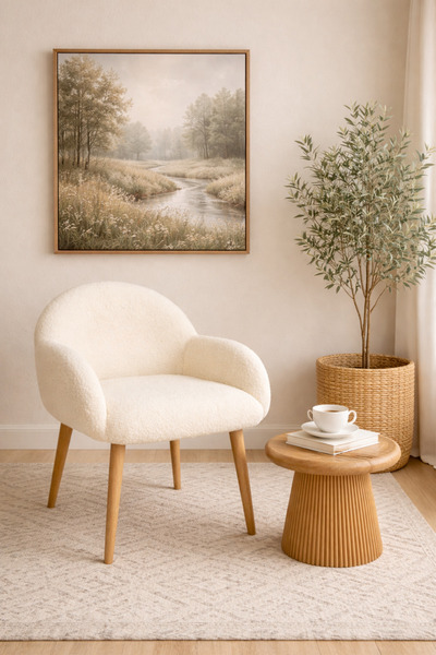 DEKOR MOBİLYACIM Jasmine Ahşap Ayaklı Retro Puf Minimal Berjer Makyaj Masası ...