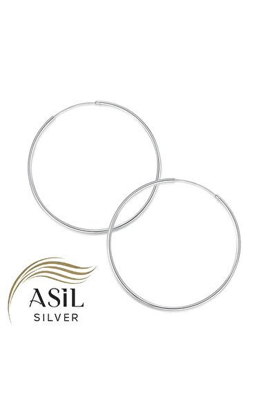 ASİL SİLVER ONLİNE 925 Ayar Gümüş 30 mm (Büyük Boy) Halka Küpe