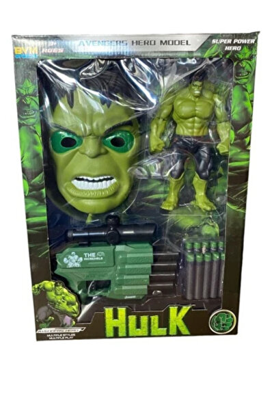 düşler oyuncak dünyası Hulk Yeşil Adam Figür Maske ve Nerf Tabanca Işıklı 3lü...