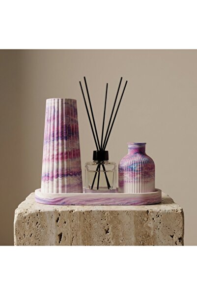 EssLivingCo Marble Aura – Mermer Desenli Dekoratif Vazo & Oda Kokusu Seti (4’lü)