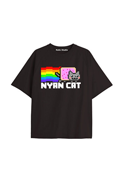 Kalic Studio Nyan Nyan Cat Oversized Unisex T-Shirt Black