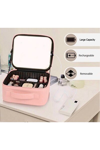 ELADE Makeup Case with Led Lighted Mirror - 3 Brightness Levels, Adjustable D...