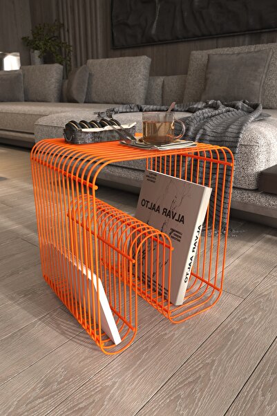 boz concept home Valencia Turuncu Tel Metal Plaklık Modern Paslanmaz Yan Sehp...