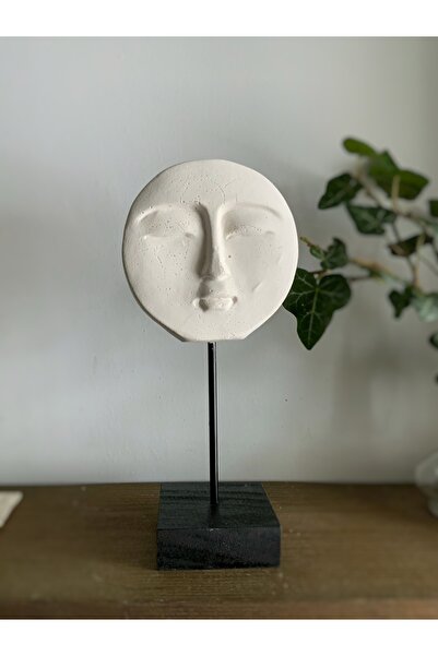 Full Moon Decorative Object Coffee Corner Bookshelf Accessory Black White Face
