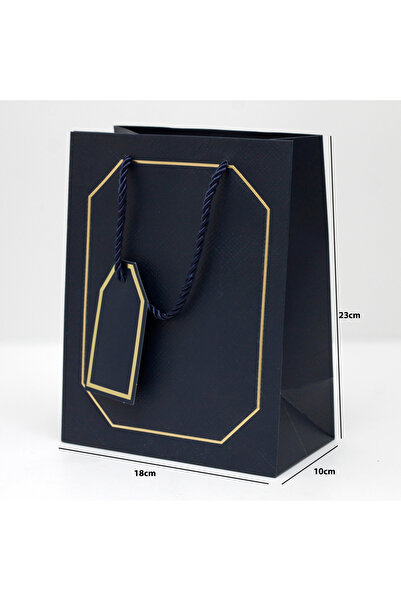 Generic 12 قطعة من أكياس هدايا بإطار ذهبي اللون كحلي الأبعاد 23