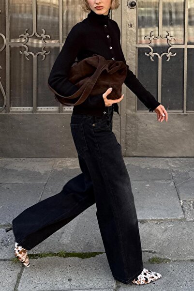 Bershka Geniş paça düşük bel jean