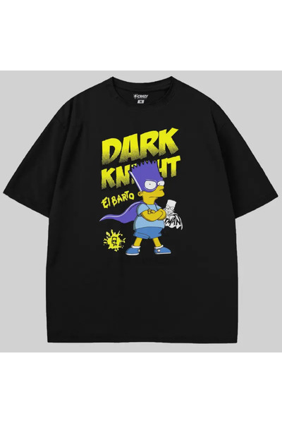 Crazy تي شيرت سيمبسونز بارت سيمبسون دارك نايت قصة فضفاضة