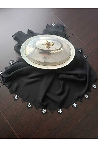 İyisini İstersen KENARLARI EL YAPIMI TEK MEKİK VE İĞNE OYALI SİYAH RENK KREP ...