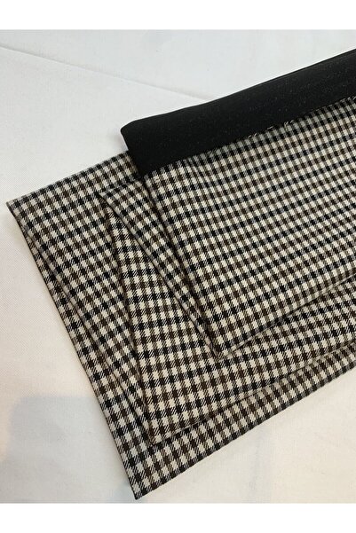 Yiğit Kumaş Mini Square Patterned Classic Suit Outerwear Fabric – Black Beige