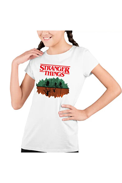 OEM Tricou Copii Fete Stranger Things Padure Bicilete Abis Monstri