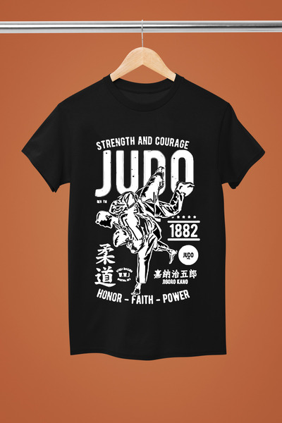 MAGORS bumbac 100% bucăți cu imprimeu JUDO, cu mânecă scurtă, model obișnuit,...