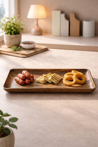 CASTEROLİ Wooden Look Rectangular Presentation Plate – Stylish and Multi-Purp...
