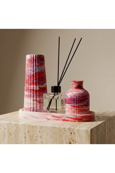 EssLivingCo Marble Aura – Mermer Desenli Dekoratif Vazo & Oda Kokusu Seti (4’lü)