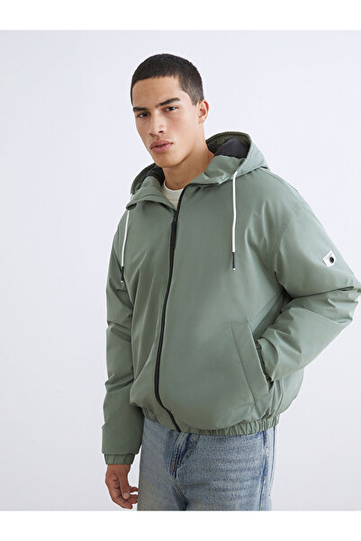 LC Waikiki Khaki Standard Fit Hooded Men's Coat