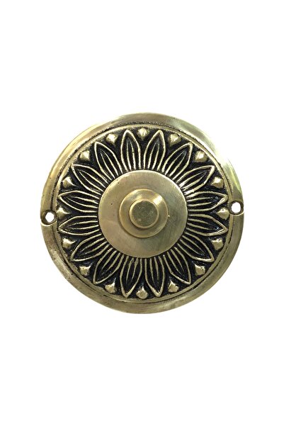Galata Bronz Yuvarlak Motifli Kapı Zili, Parlak Sarı/Siyah