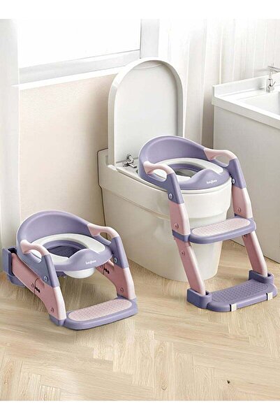 BAYBEE - 3-In-1 Wobble Potty Seat With Ladder & Cushion - Pink