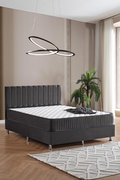 DAKRON Çift Kişilik Baza Başlık İmpera 2'li Set, 160x200 Antrasit
