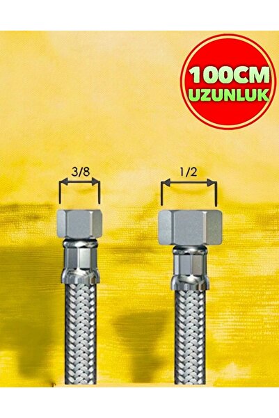 Nalbur Bakkal 3/8-1/2 Flex Paslanmaz Çelik Örgülü Hortum Klozet Taharet Kombi...