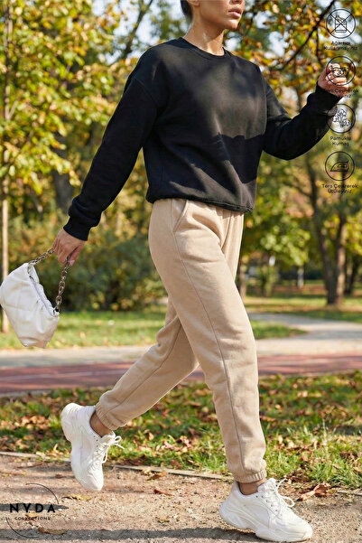 Nyda Collections Women's Jogger with Elastic Waist and Legs, Pockets, Oversiz...