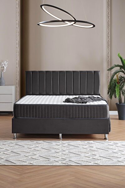 DAKRON İmpera Çift Kişilik Baza Başlık 2'li Set, 160x200 Antrasit