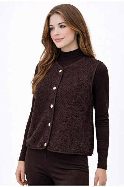 SHEBARA YUVARLAK YAKA CEPLİ KUZU YELEK