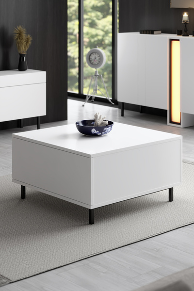 Modatte PARİS ORTA SEHPA METAL AYAKLI MODERN BEYAZ SEHPA